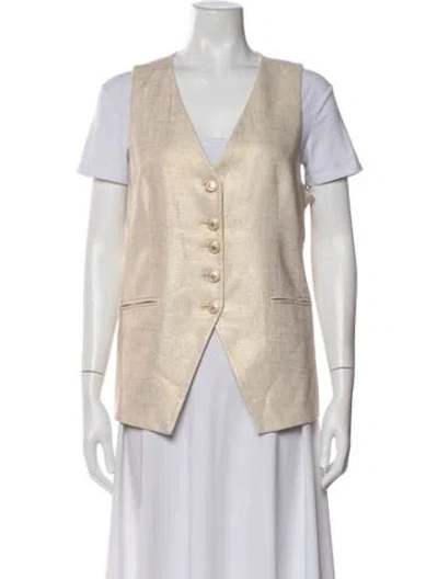 Pre-owned Veronica Beard Linen Vest In Neutral