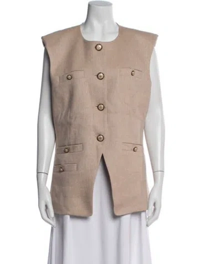 Pre-owned Veronica Beard Linen Vest In Neutral