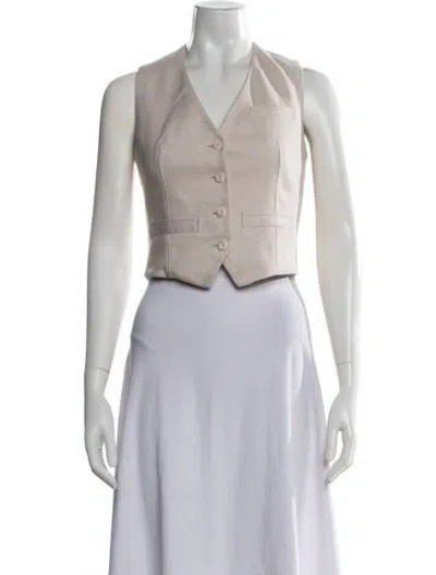 Pre-owned Veronica Beard Linen Vest In Neutral