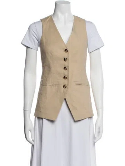 Pre-owned Veronica Beard Linen Vest In Neutral