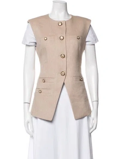 Pre-owned Veronica Beard Linen Vest In Neutrals
