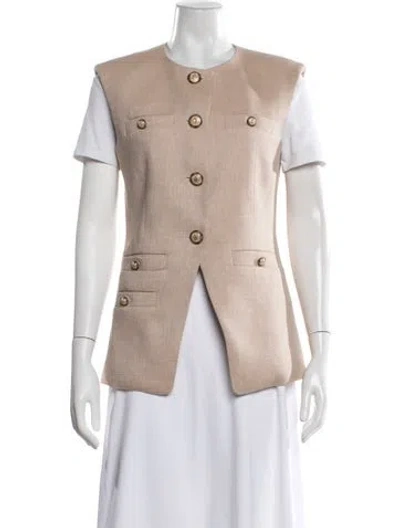 Pre-owned Veronica Beard Linen Vest In Neutrals