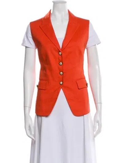 Pre-owned Veronica Beard Linen Vest In Orange