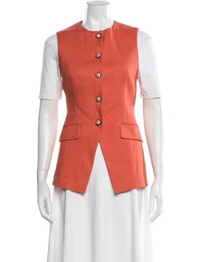 Pre-owned Veronica Beard Linen Vest In Orange