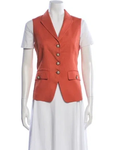 Pre-owned Veronica Beard Linen Vest In Orange