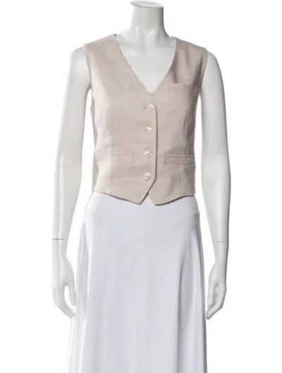 Pre-owned Veronica Beard Linen Vest In White