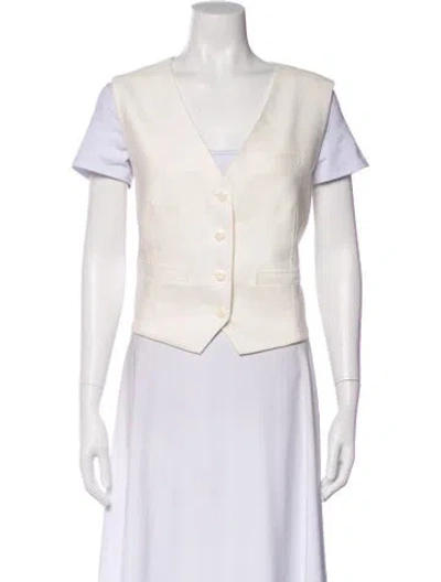 Pre-owned Veronica Beard Linen Vest In White
