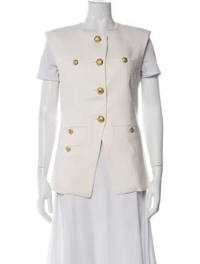 Pre-owned Veronica Beard Linen Vest In White