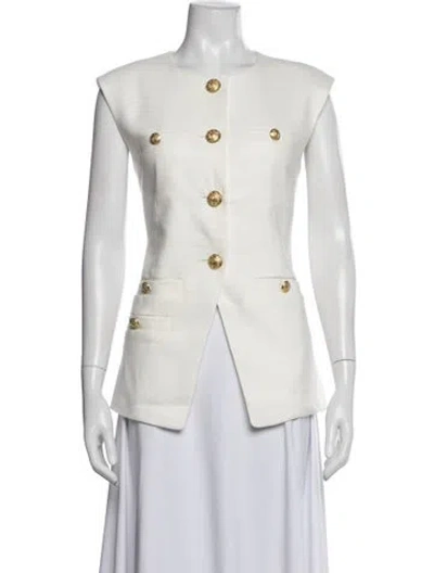 Pre-owned Veronica Beard Linen Vest In White