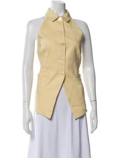 Pre-owned Veronica Beard Linen Vest In Yellow
