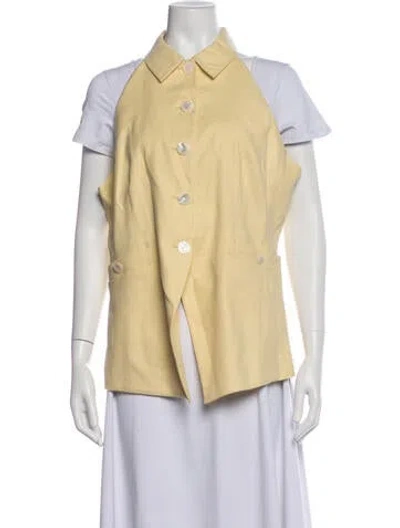 Pre-owned Veronica Beard Linen Vest In Yellow