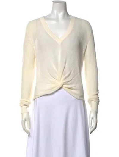 Pre-owned Veronica Beard Linen V-neck Crop Top In Neutral
