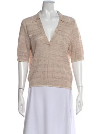 Pre-owned Veronica Beard Linen V-neck Polo In Neutral