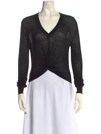 Pre-owned Veronica Beard Linen V-neck Sweater In Black
