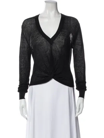 Pre-owned Veronica Beard Linen V-neck Sweater In Black