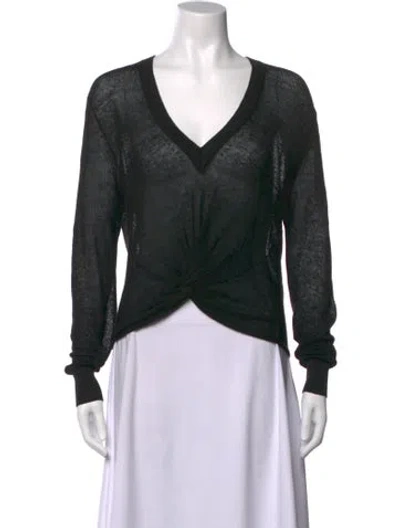Pre-owned Veronica Beard Linen V-neck Sweater In Black