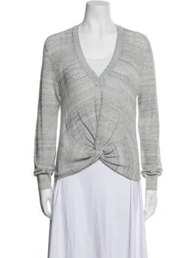 Pre-owned Veronica Beard Linen V-neck Sweater In Blue