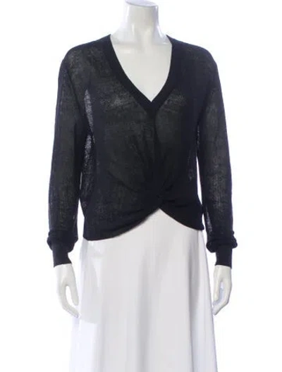 Pre-owned Veronica Beard Linen V-neck Sweater In Blue