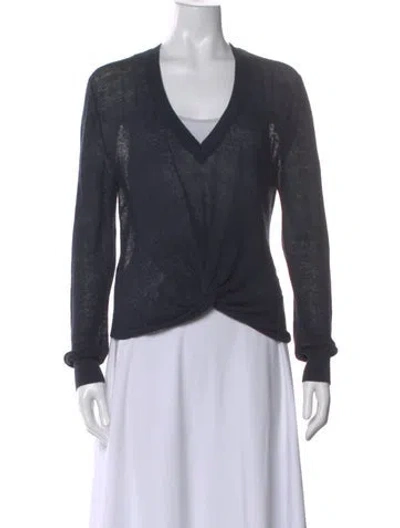 Pre-owned Veronica Beard Linen V-neck Sweater In Blue