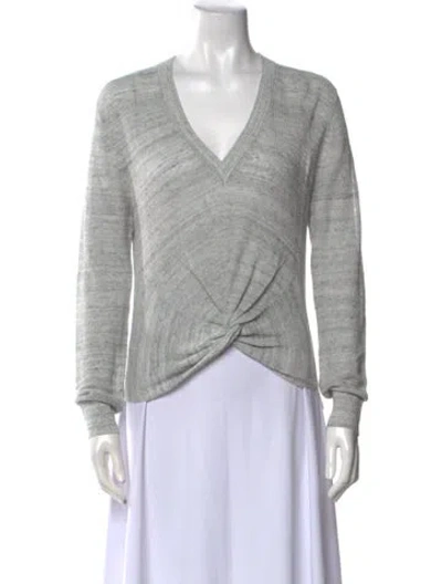 Pre-owned Veronica Beard Linen V-neck Sweater In Gray