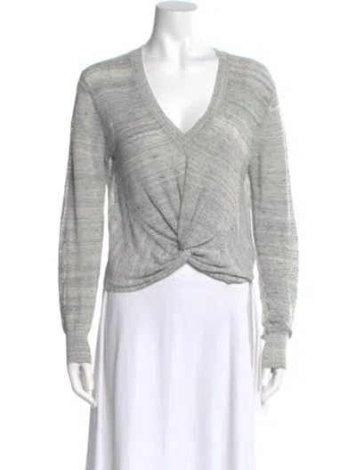 Pre-owned Veronica Beard Linen V-neck Sweater In Gray