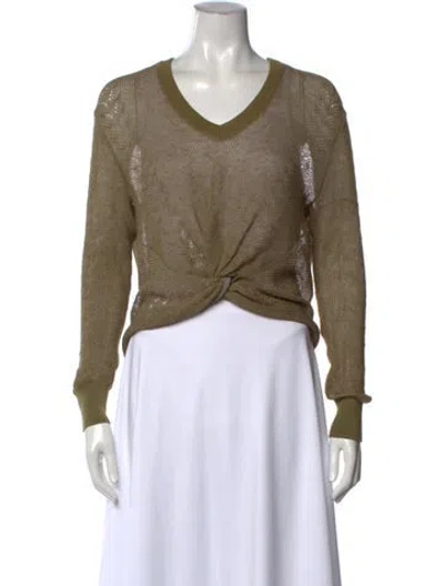 Pre-owned Veronica Beard Linen V-neck Sweater In Green