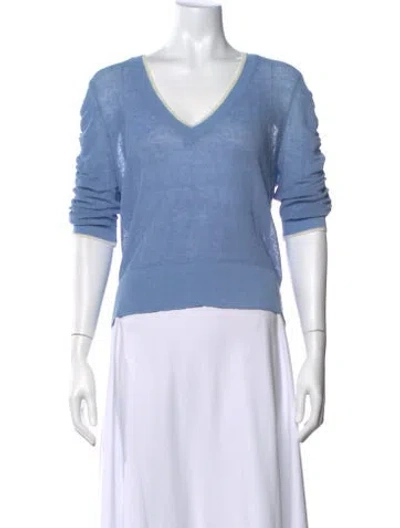 Pre-owned Veronica Beard Linen V-neck Sweater In Multi