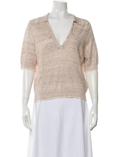 Pre-owned Veronica Beard Linen V-neck Sweater In Neutral