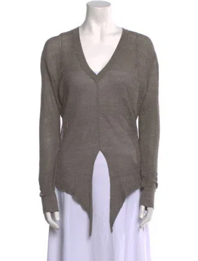 Pre-owned Veronica Beard Linen V-neck Sweater In Neutral