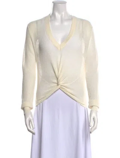 Pre-owned Veronica Beard Linen V-neck Sweater In Neutral