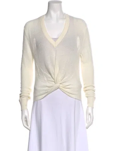 Pre-owned Veronica Beard Linen V-neck Sweater In Neutral