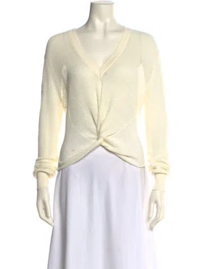 Pre-owned Veronica Beard Linen V-neck Sweater In Neutral