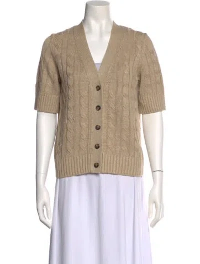 Pre-owned Veronica Beard Linen V-neck Sweater In Neutral