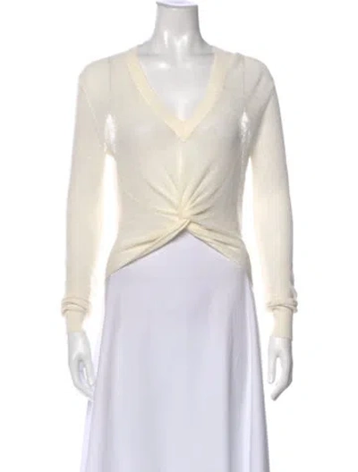 Pre-owned Veronica Beard Linen V-neck Sweater In Neutral