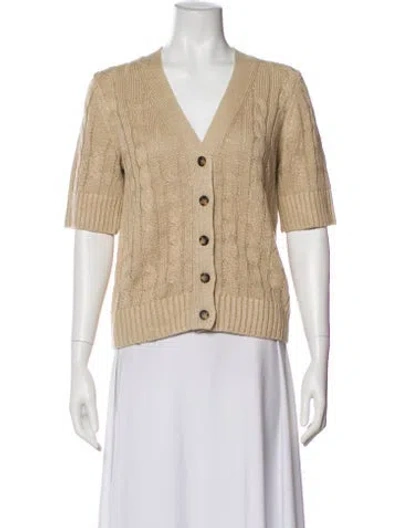 Pre-owned Veronica Beard Linen V-neck Sweater In Neutral