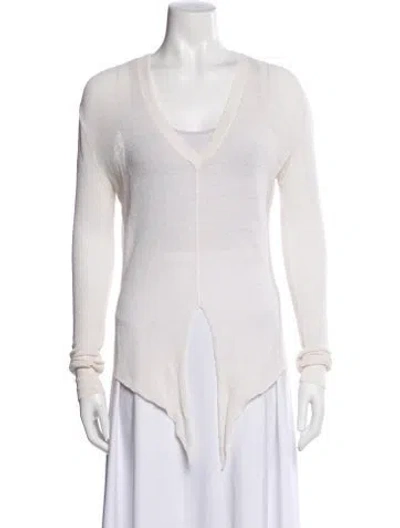 Pre-owned Veronica Beard Linen V-neck Sweater In Neutral