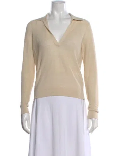 Pre-owned Veronica Beard Linen V-neck Sweater In Neutral