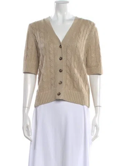 Pre-owned Veronica Beard Linen V-neck Sweater In Neutral