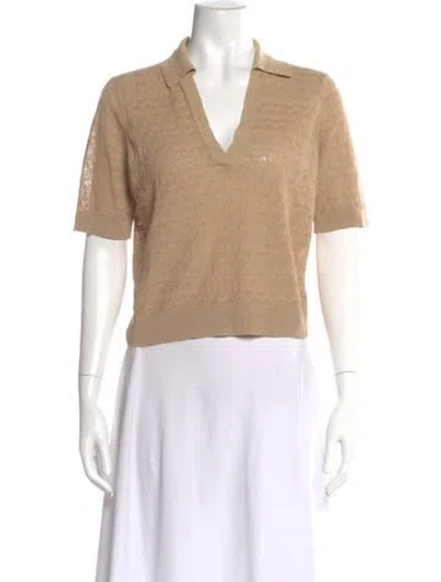 Pre-owned Veronica Beard Linen V-neck Sweater In Neutrals