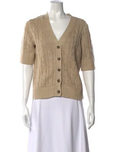 Pre-owned Veronica Beard Linen V-neck Sweater In Neutrals