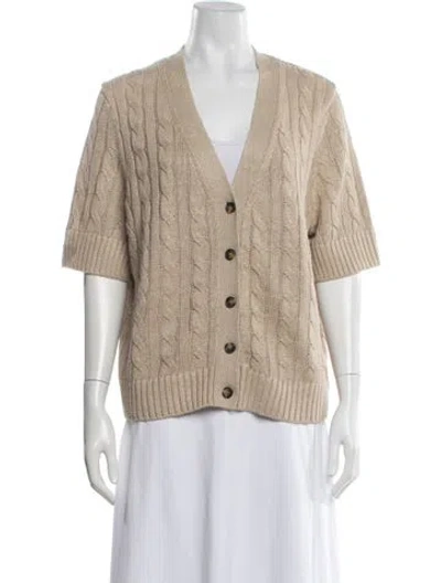 Pre-owned Veronica Beard Linen V-neck Sweater In Neutrals