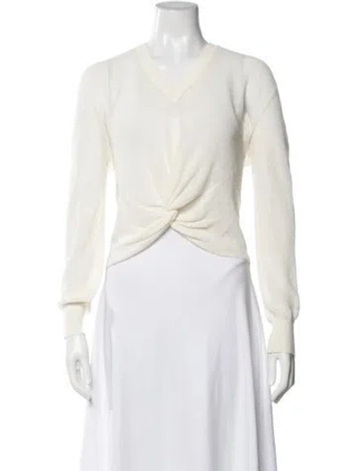 Pre-owned Veronica Beard Linen V-neck Sweater In Neutrals