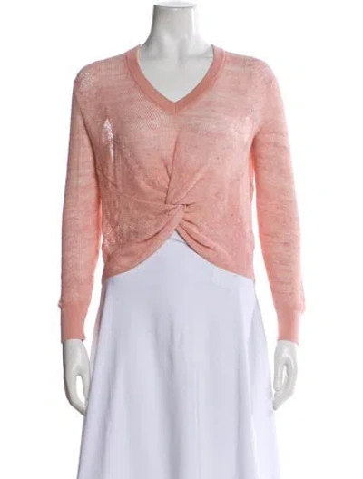 Pre-owned Veronica Beard Linen V-neck Sweater In Pink