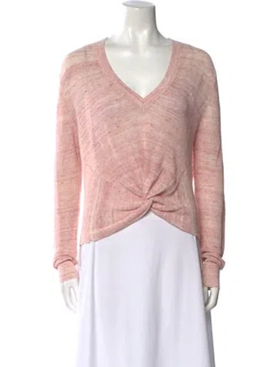 Pre-owned Veronica Beard Linen V-neck Sweater In Pink