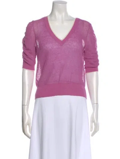 Pre-owned Veronica Beard Linen V-neck Sweater In Pink