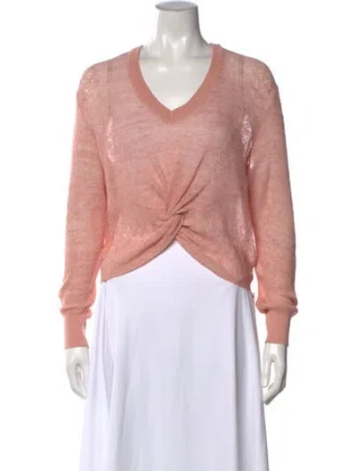 Pre-owned Veronica Beard Linen V-neck Sweater In Pink