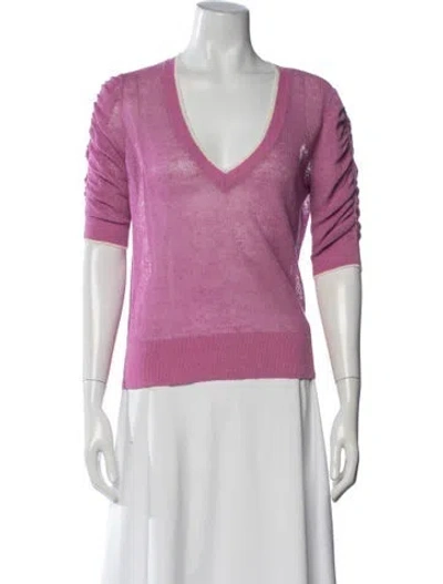 Pre-owned Veronica Beard Linen V-neck Sweater In Pink