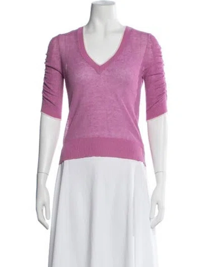 Pre-owned Veronica Beard Linen V-neck Sweater In Pink