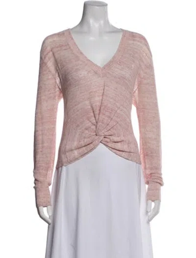 Pre-owned Veronica Beard Linen V-neck Sweater In Pink