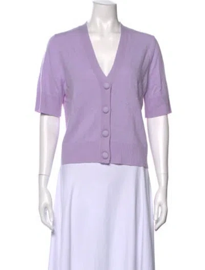 Pre-owned Veronica Beard Linen V-neck Sweater In Purple